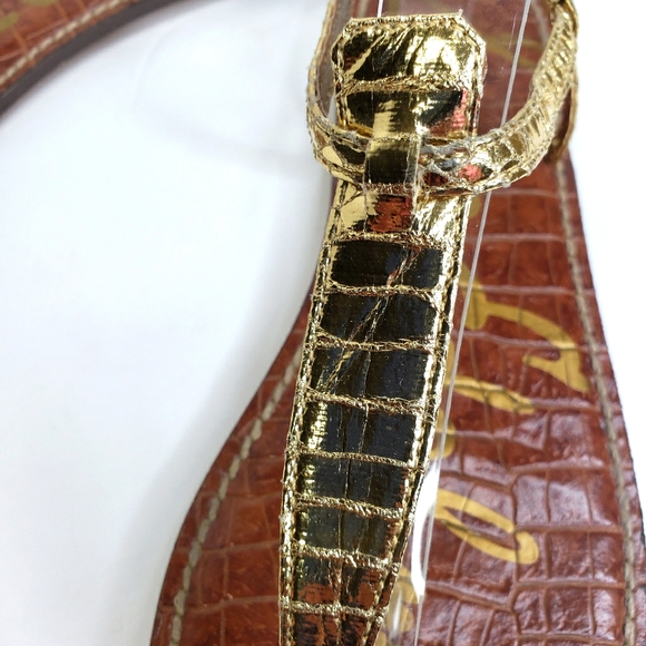 Sam Edelman Gold Snake Embossed Thong Sandal 7.5 - Picture 8 of 9